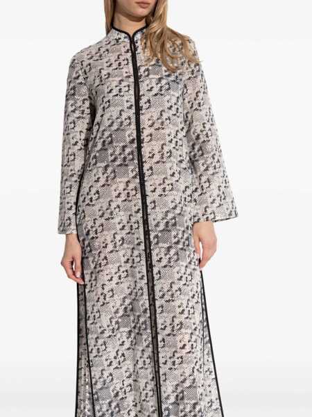 Costume de baie Tory Burch Grey Kaftan With Contrasting Trims And Eyelet Closure On The Front In Silk And Cotton Blend Woman GREY Femei (BM 17356011) 3