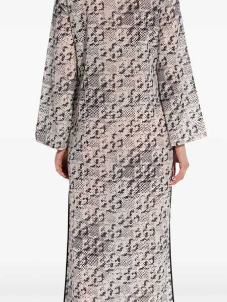 Costume de baie Tory Burch Grey Kaftan With Contrasting Trims And Eyelet Closure On The Front In Silk And Cotton Blend Woman GREY Femei (BM 17356011) 4