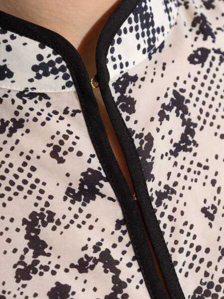 Costume de baie Tory Burch Grey Kaftan With Contrasting Trims And Eyelet Closure On The Front In Silk And Cotton Blend Woman GREY Femei (BM 17356011) 5