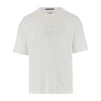 Tricouri White T-Shirt With Logo Embroidered On The Front Tone-On-Tone In Cotton Man Barbati