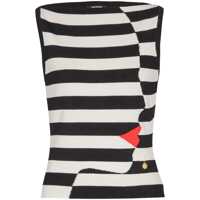 Topuri Balmain Knit Marinière Top With Face Motif Femei