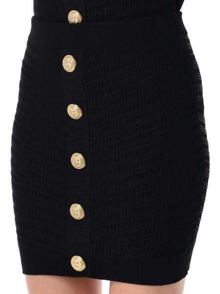 Fuste Balmain Balmain Knit Skirt With Buttons Black Femei (BM 17358156) 3