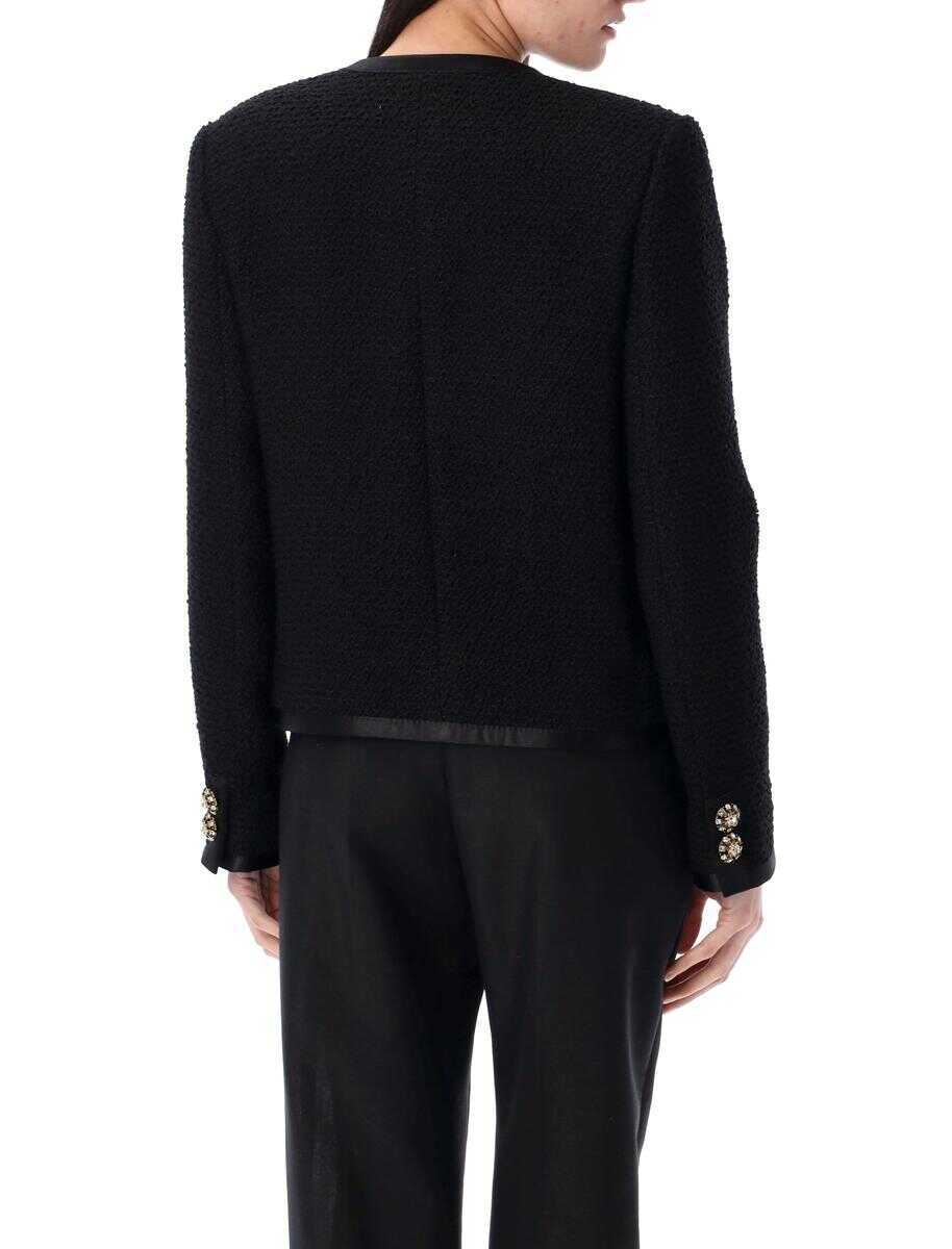 Geci Dolce & Gabbana Dolce & Gabbana Cropped Single-Breasted Boucl Tweed Jacket Black Femei (BM 17358159) 2