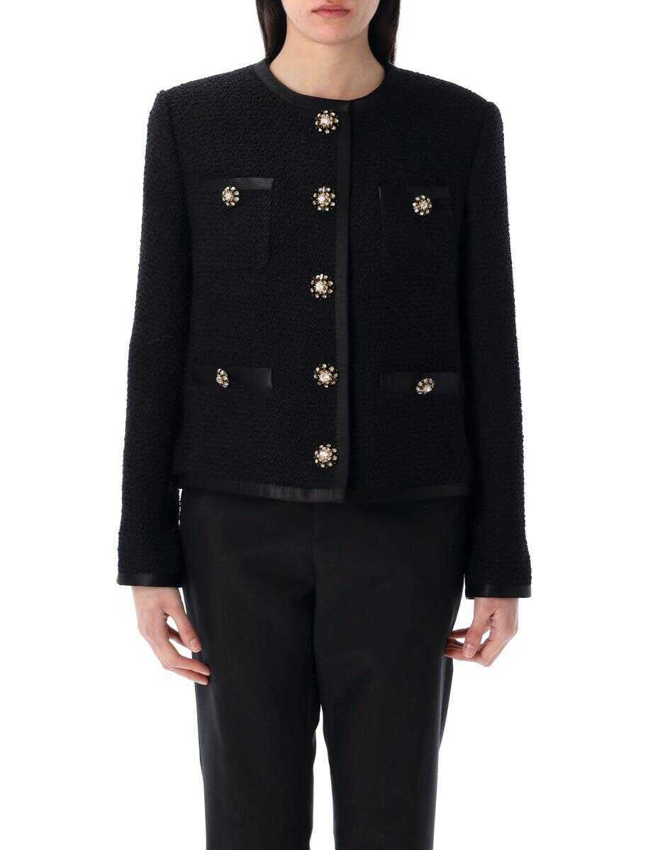 Geci Dolce & Gabbana Dolce & Gabbana Cropped Single-Breasted Boucl Tweed Jacket Black Femei (BM 17358159) 1