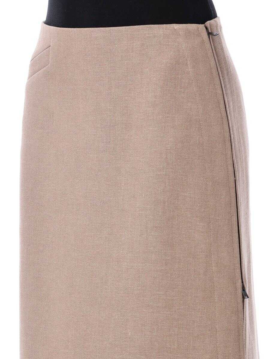 Fuste Fendi Fendi Straight-Cut Midi Skirt Beige Femei (BM 17358165) 3