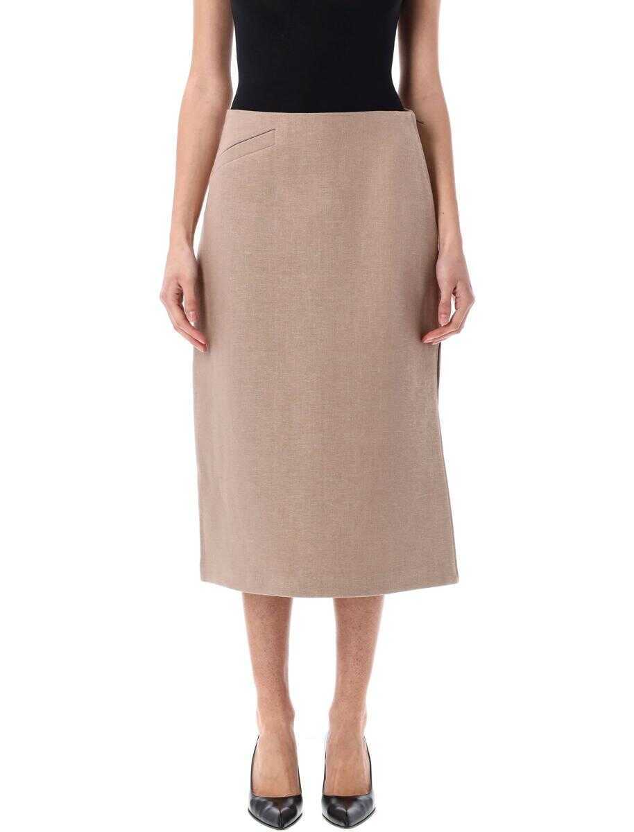 Fuste Fendi Fendi Straight-Cut Midi Skirt Beige Femei (BM 17358165) 1