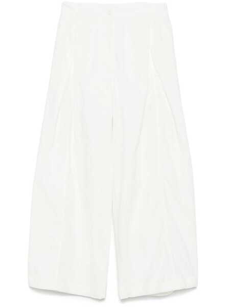 Pantaloni casual LOW CLASSIC Low Classic Cotton Tuck Wide Pants WHITE Femei (BM 17358198) 1