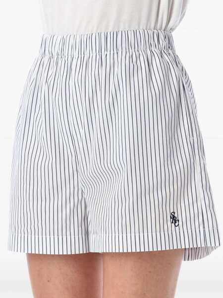Pantaloni casual SPORTY & RICH Sporty & Rich Src Poplin Striped Shorts WHITE/BLUE STRIPES Femei (BM 17358390) 3