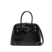 Genti de mana 'Zip Brocle' Black Handbag With Belt With Metal Buckle And Top Shoulder Strap In Leather Woman Femei