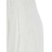 Pantaloni casual PLAIN Dama - Pantaloni casual PLAIN White Pants With Pences In Cotton Blend Stretch Woman WHITE Femei (BM 17358609) - B-mall.ro