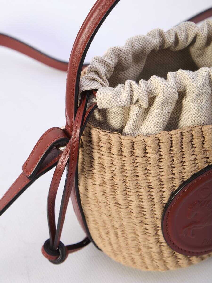 Genti de umar Chloe Mini Horse Medal Basket Bag BROWN Femei (BM 17358711) 4