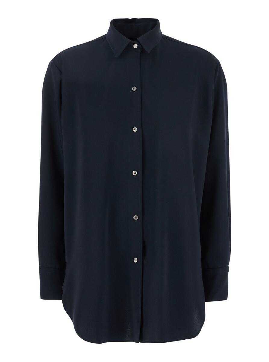 Camasi PLAIN Blue Shirt With Classic Collar In Tech Fabric Woman BLUE Femei (BM 17358858) 1