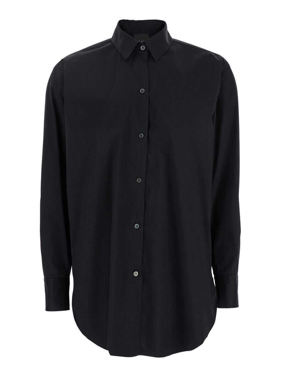Camasi PLAIN Black Shirt With Classic Collar In Cotton Blend Stretch Woman Black Femei (BM 17358867) 1