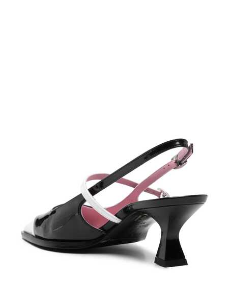 Pantofi cu toc CAREL PARIS Cecile Black Slingback Pumps With Contrasting Toe And Sculpted Heel In Leather Woman Black Femei (BM 17359236) 3