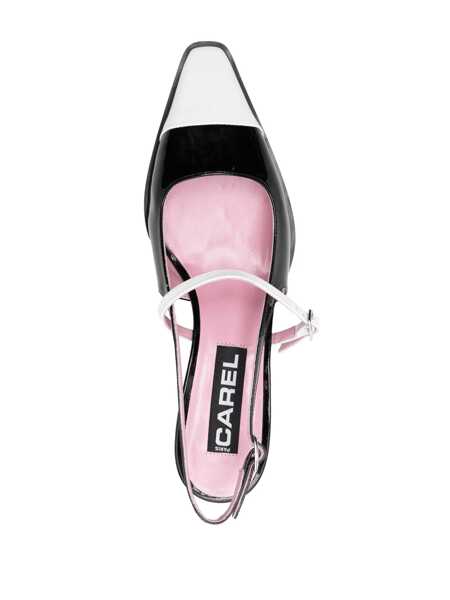 Pantofi cu toc CAREL PARIS Cecile Black Slingback Pumps With Contrasting Toe And Sculpted Heel In Leather Woman Black Femei (BM 17359236) 4