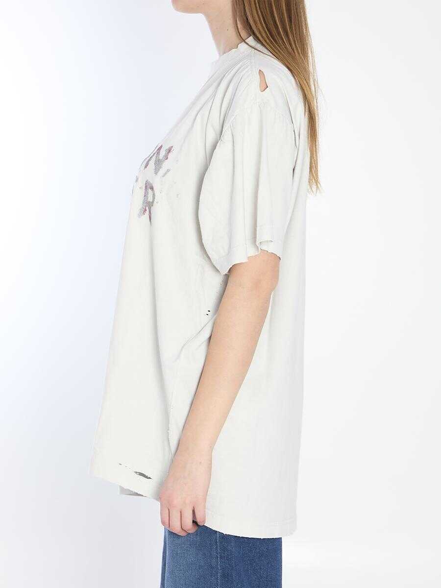 Topuri Balenciaga Distressed Cotton Shirt WHITE Femei (BM 17359443) 3