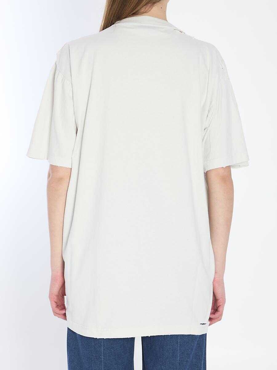 Topuri Balenciaga Distressed Cotton Shirt WHITE Femei (BM 17359443) 4