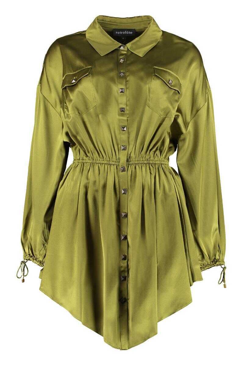 Rochii RETROFTE Retrofte Silk Shirtdress GREEN Femei (BM 17359479) 1