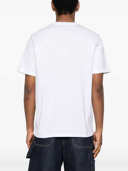 Tricouri MSGM White Crewneck T-Shirt With Logo Lettering On The Neck In Cotton Man WHITE Barbati (BM 17359518) 3