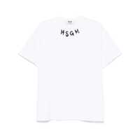 Tricouri White Crewneck T-Shirt With Logo Lettering On The Neck In Cotton Man Barbati