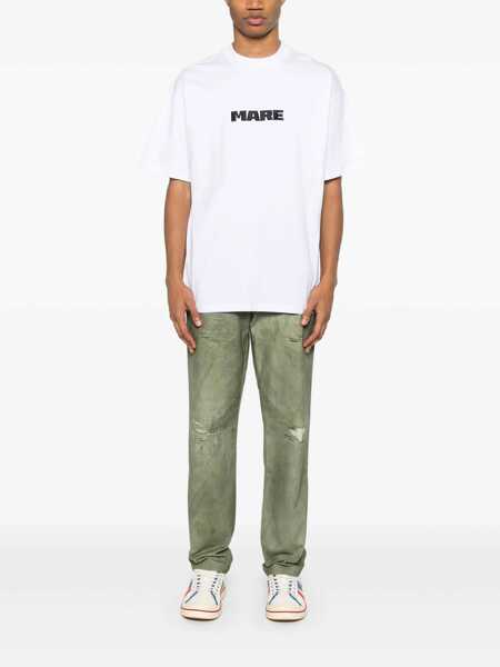 Tricouri MSGM White T-Shirt With Print On The Front And Logo On The Back In Cotton Man WHITE Barbati (BM 17359524) 2