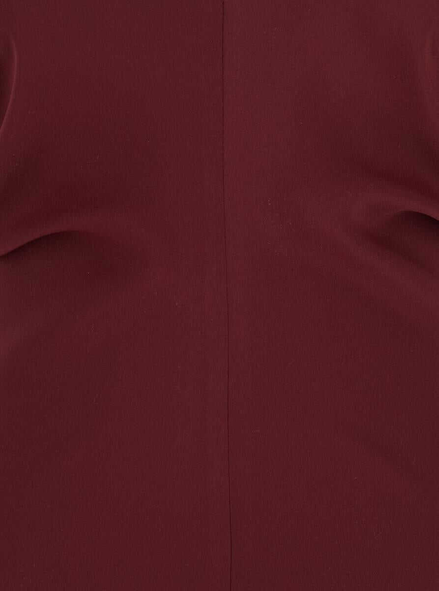 Rochii PLAIN Bordeaux Dress With V Neck And Short Sleeves In Tech Fabric Woman Red Femei (BM 17360097) 3