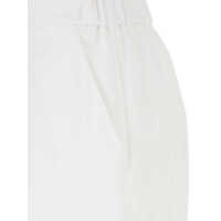 Pantaloni casual PLAIN Dama - Pantaloni casual PLAIN White Pants With Rear Elastic Waist And Wide Leg In Tech Fabric Woman WHITE Femei (BM 17360103) - B-mall.ro