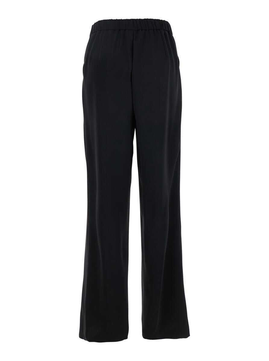 Pantaloni casual PLAIN Black Pants With Elastic Rear Waist And Wide Leg In Tech Fabric Woman Black Femei (BM 17360109) 2