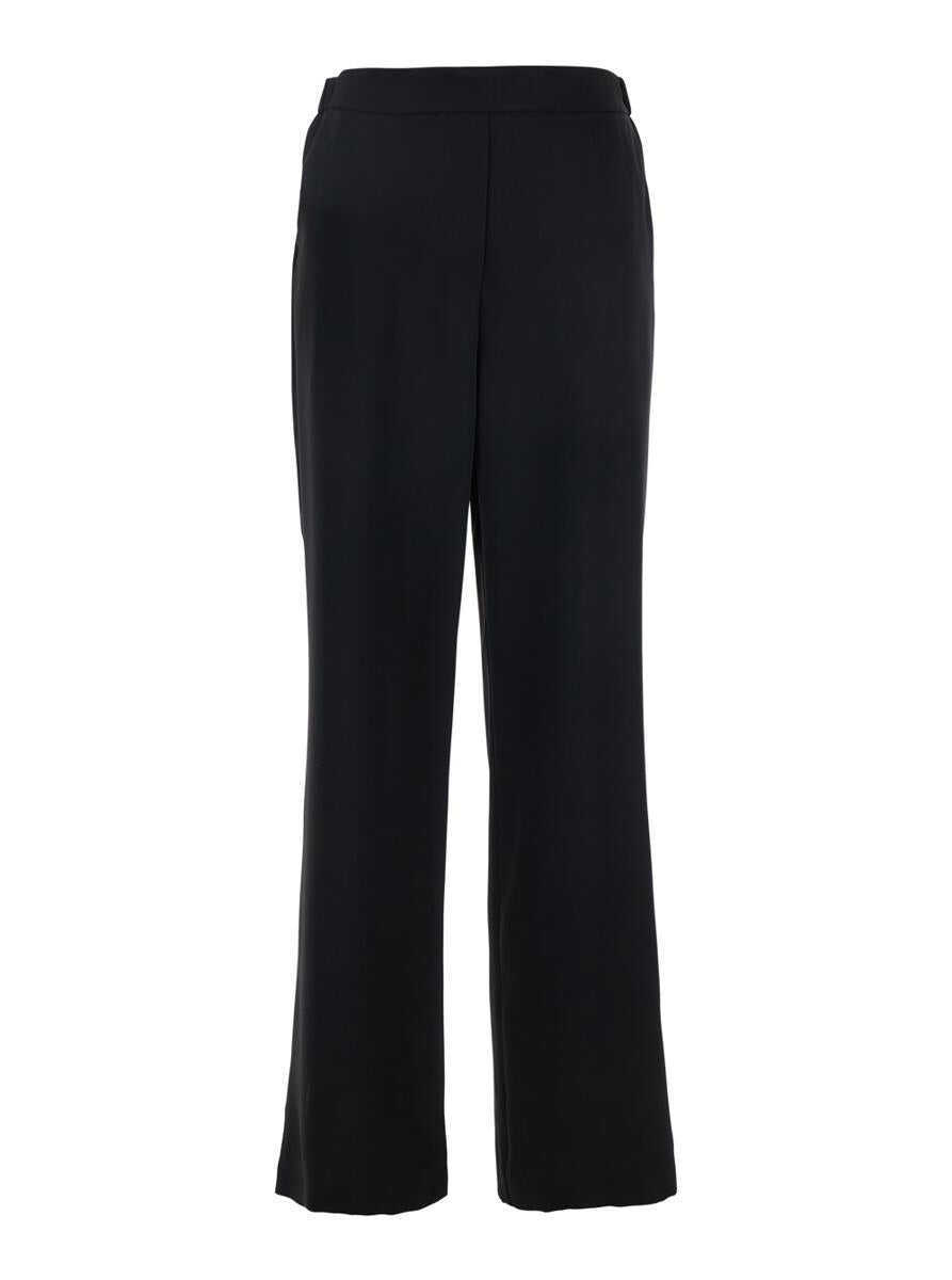 Pantaloni casual PLAIN Black Pants With Elastic Rear Waist And Wide Leg In Tech Fabric Woman Black Femei (BM 17360109) 1