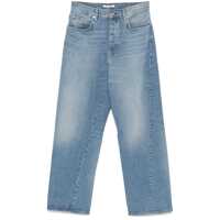Blugi Blue Five Pocket Jeans With Logo Patch On The Back In Denim Man Barbati