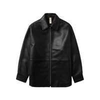 Geci Black Jacket With Classic Collar And Dropped Shoulders In Leather Man Barbati