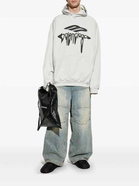 Pulovere Balenciaga Balenciaga 3B Liquified Hooded Sweatshirt GREY Barbati (BM 17362218) 2
