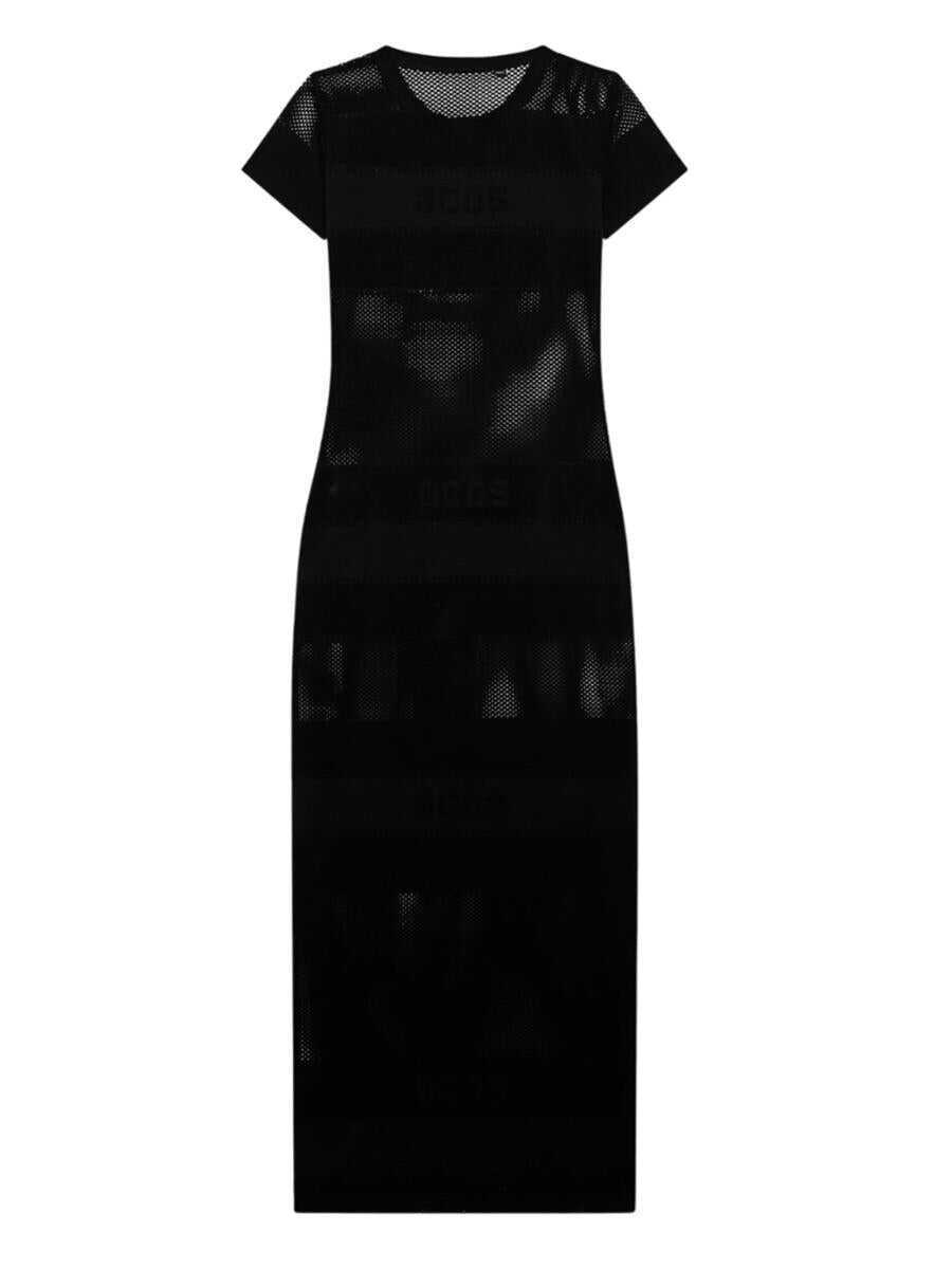 Rochii GCDS Gcds Long Mesh Dress With Logo Black Femei (BM 17363094) 1