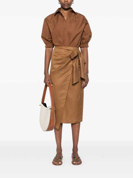 Fuste Max Mara Max Mara Tequila Midi Skirt BROWN Femei (BM 17363340) 2