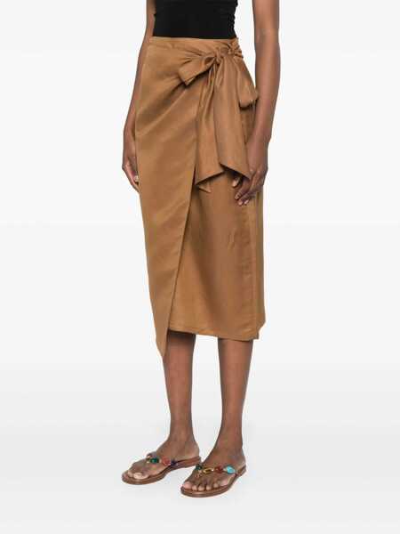 Fuste Max Mara Max Mara Tequila Midi Skirt BROWN Femei (BM 17363340) 3