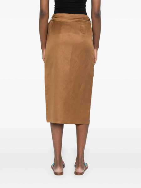 Fuste Max Mara Max Mara Tequila Midi Skirt BROWN Femei (BM 17363340) 4