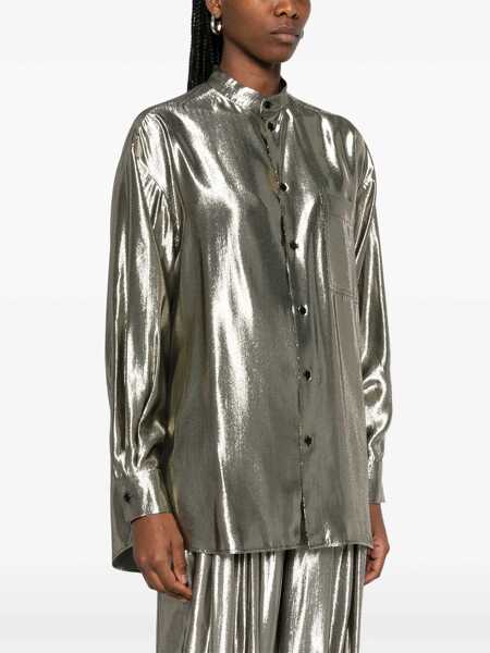 Camasi Philosophy Philosophy Di Lorenzo Serafini Silver Shirt In Silk Laminated-Effect SILVER Femei (BM 17363349) 3