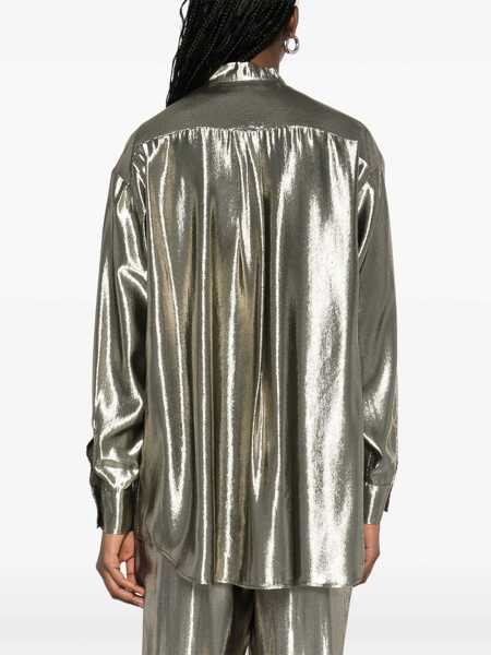 Camasi Philosophy Philosophy Di Lorenzo Serafini Silver Shirt In Silk Laminated-Effect SILVER Femei (BM 17363349) 4