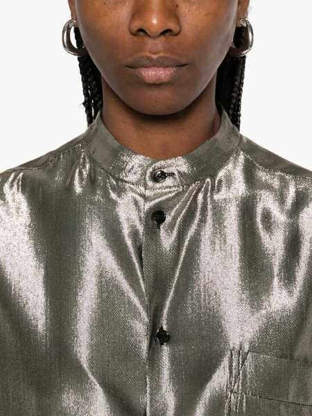 Camasi Philosophy Philosophy Di Lorenzo Serafini Silver Shirt In Silk Laminated-Effect SILVER Femei (BM 17363349) 5