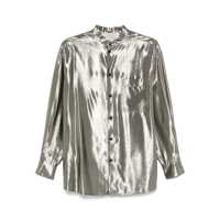 Camasi Philosophy Di Lorenzo Serafini Silver Shirt In Silk Laminated-Effect Femei