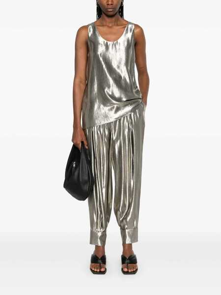 Pantaloni casual Philosophy Philosophy Di Lorenzo Serafini Silver Casual Trousers Laminated-Effect SILVER Femei (BM 17363352) 2