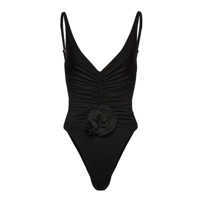 Costume de baie Magda Butrym Black Ruffled Flower Swimsuit Femei