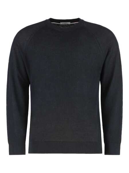Pulovere Paolo Pecora Paolo Pecora Linen-Cotton Crew-Neck Sweater Black Barbati (BM 17363721) 1