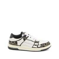 Sneakers 'Skel Top Low' Black Sneaker With Skeleton Applications And All-Over Logo Print In Leather Man Barbati