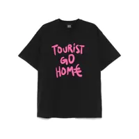 Tricouri 'Tourist' Black Crewneck T-Shirt With Maxi Print On Front And Rear In Cotton Man Barbati