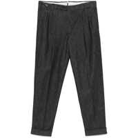 Pantaloni Black Pants With Pence And Tapered Leg In Cotton And Linen Blend Man Barbati