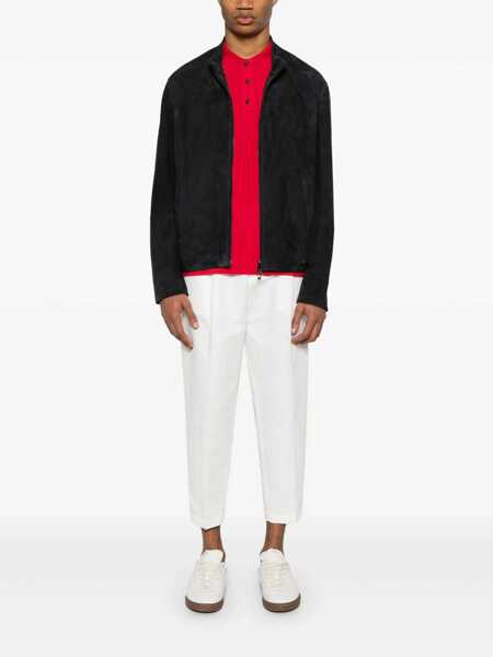 Geci Emporio Armani Blue Jacket With High Collar And Logo Patch On The Back In Suede Man BLUE Barbati (BM 17367585) 2