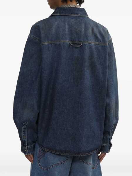 Camasi ERL Blue Shirt With Pointed Collar And Logo Patch On The Front In Denim Man BLUE Barbati (BM 17367687) 4