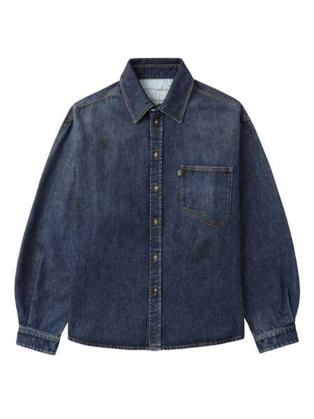 Camasi ERL Blue Shirt With Pointed Collar And Logo Patch On The Front In Denim Man BLUE Barbati (BM 17367687) 1