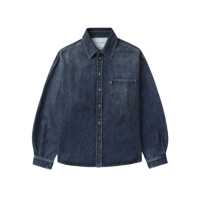 Camasi Blue Shirt With Pointed Collar And Logo Patch On The Front In Denim Man Barbati